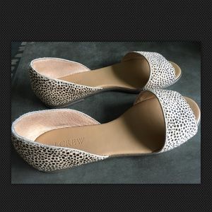 J.Crew Morgan D’Orsay Calf Hair PeepToe Flats